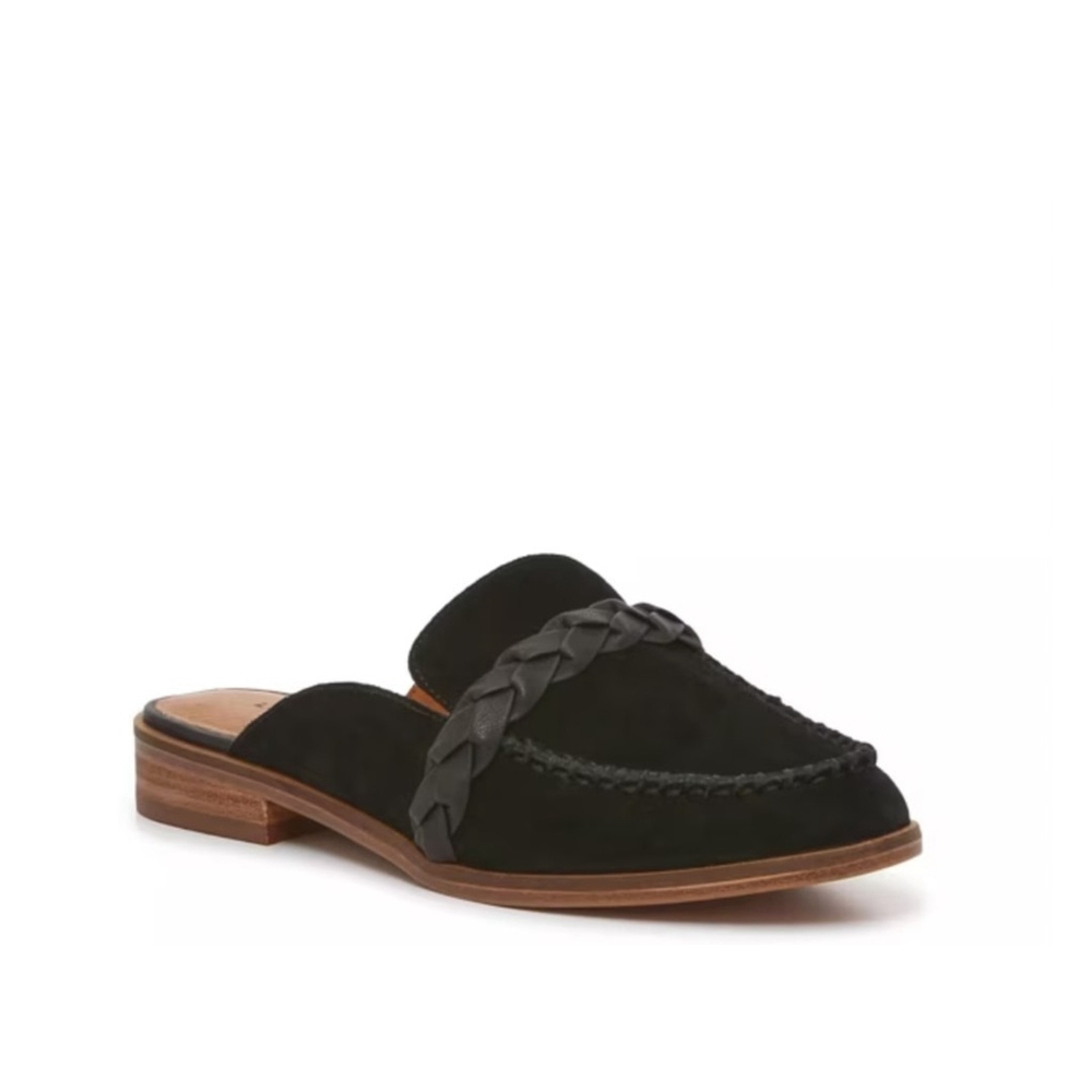 Lucky Brand Suede LEATHER Mule Loafers Slippers Sandal Shoes Size 9.5 M BLACK - Picture 2 of 14